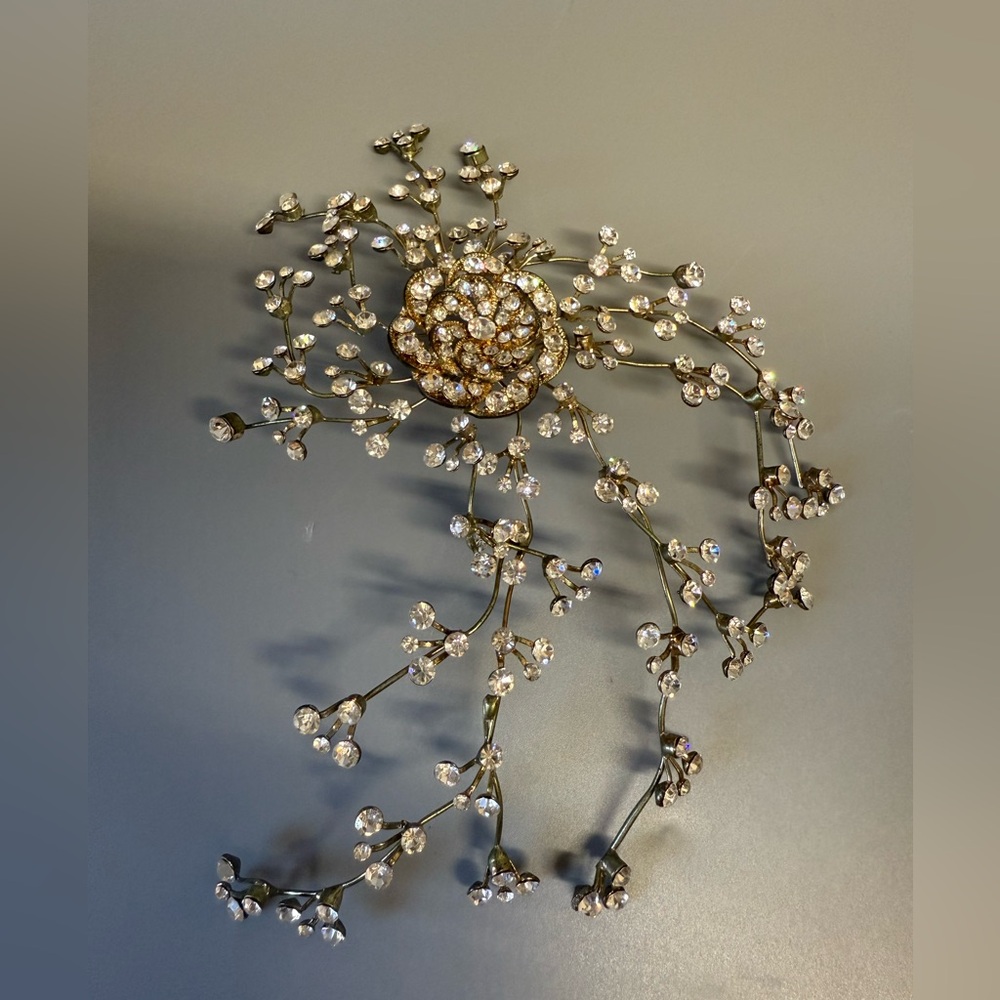 Crystal gold tone Floral Hairpiece Bridal - Picture 4 of 12